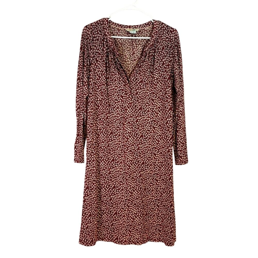 Boden Burgundy Floral Long Sleeve Dress Size 8 T0400